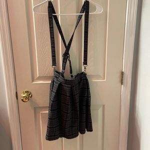 Women’s medium Hot Topic plaid skirt with suspenders.